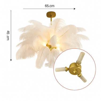 Lustre suspension nordique en plumes d'autruche naturelles — LZ4X9Q2