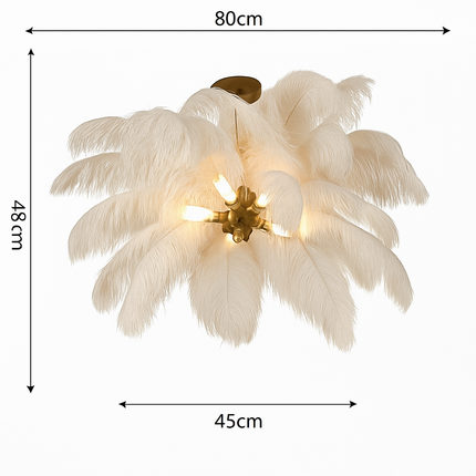 Lustre suspension nordique en plumes d'autruche naturelles — LZ4X9Q2