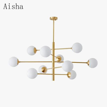 Lustre suspension nordique en verre et cuivre design moderne — LZ4X9T