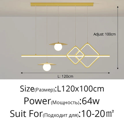 Lustre suspension nordique géométrique pour restaurants et bars — LZ4X9T2