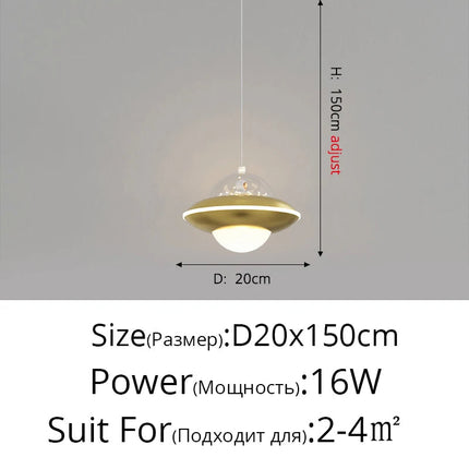 Lustre nordique moderne OVNI pour garçon style dessin animé — LZ4X9T
