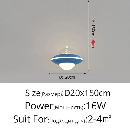 Lustre nordique moderne OVNI pour garçon style dessin animé — LZ4X9T