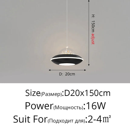 Lustre nordique moderne OVNI pour garçon style dessin animé — LZ4X9T