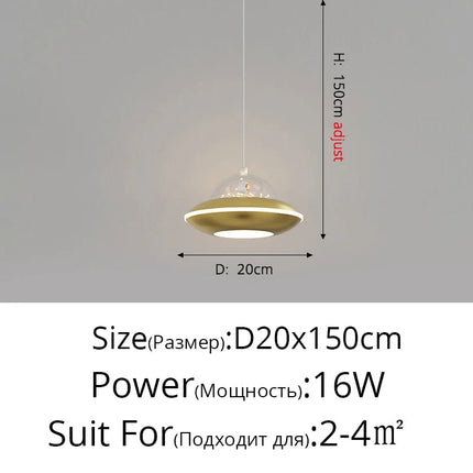 Lustre nordique moderne OVNI pour garçon style dessin animé — LZ4X9T