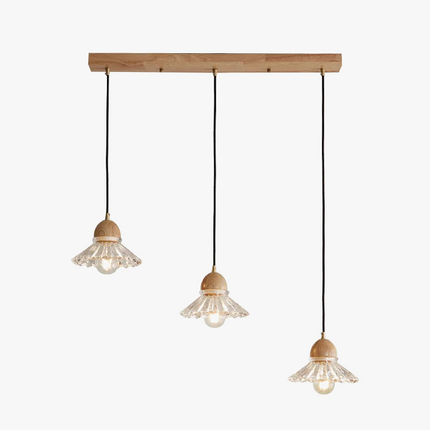 Lustre nordique en bois et verre avec LED japonais — LZ4X9Q7