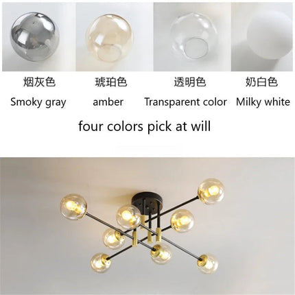 Lustre suspension nordique moderne à boules de verre LED — LZ4X9P