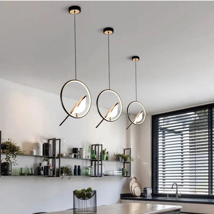 Lustre suspendu nordique en acrylique avec oiseaux LED — LZ4X9J