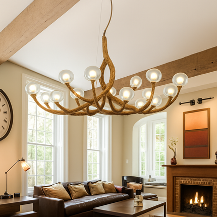 Lustre LED rétro en verre avec branches décoratives style nordique — LZ4M8Q2