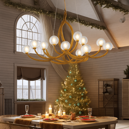 Lustre LED rétro en verre avec branches décoratives style nordique — LZ4M8Q2