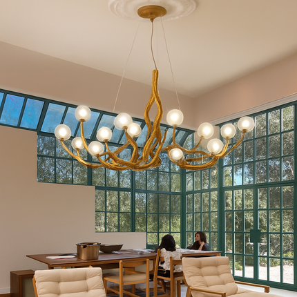Lustre LED rétro en verre avec branches décoratives style nordique — LZ4M8Q2
