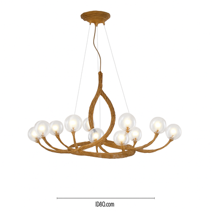 Lustre LED rétro en verre avec branches décoratives style nordique — LZ4M8Q2