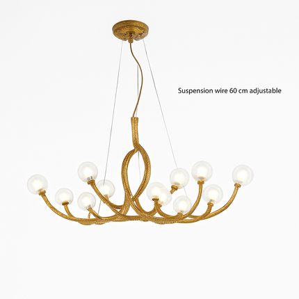 Lustre LED rétro en verre avec branches décoratives style nordique — LZ4M8Q2