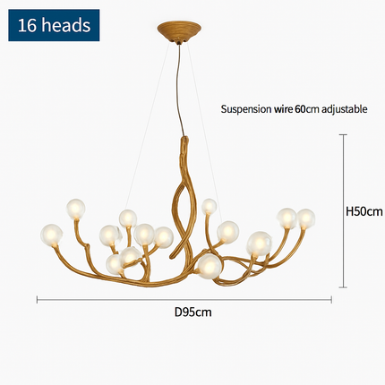 Lustre LED rétro en verre avec branches décoratives style nordique — LZ4M8Q2
