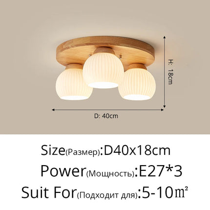 Lustre suspension nordique rondins bois massif style tatami japonais — LZ4X9P2