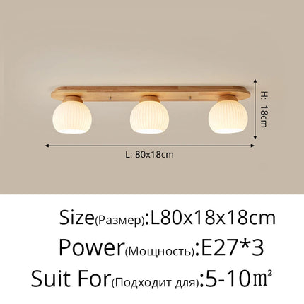 Lustre suspension nordique rondins bois massif style tatami japonais — LZ4X9P2