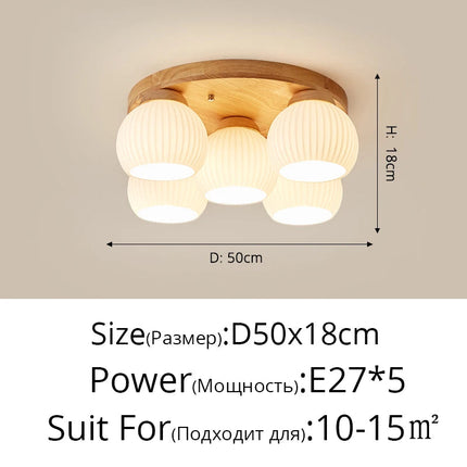 Lustre suspension nordique rondins bois massif style tatami japonais — LZ4X9P2