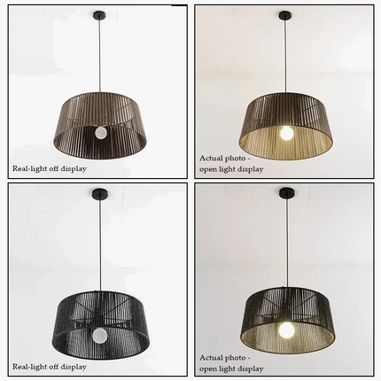Lustre suspension nordique en corde tissée avec LED — LZ4X9B