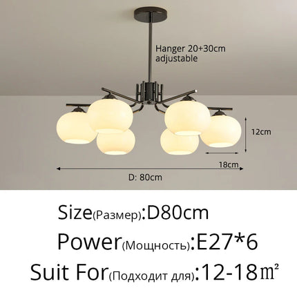 Lustre suspension nordique en verre blanc pour plafond — LZ4M9Q2