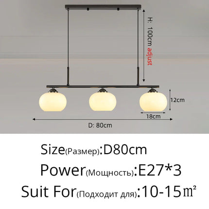 Lustre suspension nordique en verre blanc pour plafond — LZ4M9Q2
