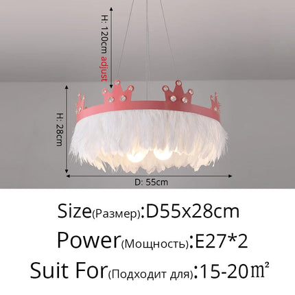Lustre suspension nordique luxe avec cristaux et plumes — LZ4X9T2