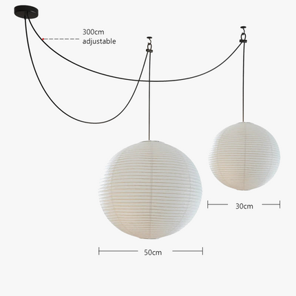 Lustre rond LED en papier de riz style nordique Wabi Sabi — LZ4X7M