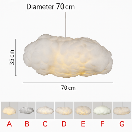 Lustre nuages blancs en coton et soie avec LED pour enfants — LZ4X9Q7M