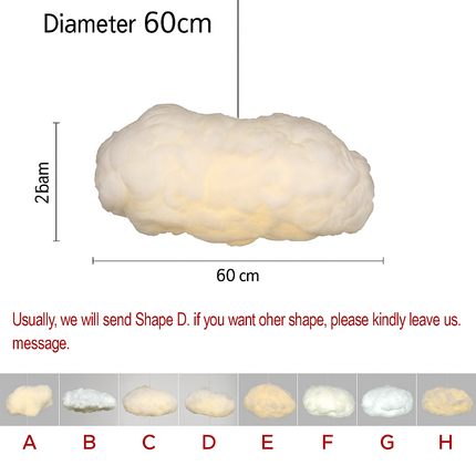 Lustre nuages blancs en coton et soie avec LED pour enfants — LZ4X9Q7M
