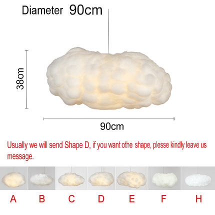 Lustre nuages blancs en coton et soie avec LED pour enfants — LZ4X9Q7M