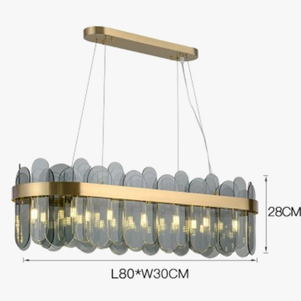 Lustre ovale suspendu en métal doré avec abat-jour en verre — LZ4X9T2