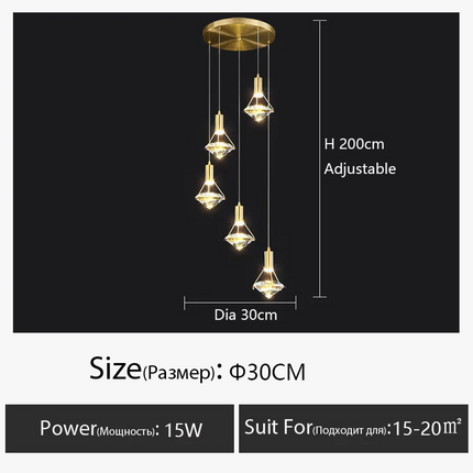 Lustre postmoderne en cristal avec éclairage LED personnalisable — LZ4FJ9