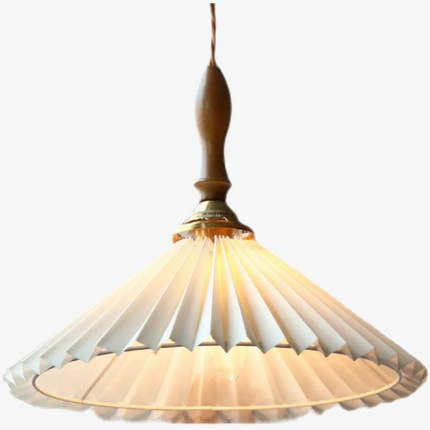 Lustre plissé style rétro japonais en noyer nordique pour intérieur — LZ4M7Q2