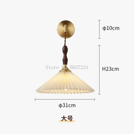 Lustre plissé style rétro japonais en noyer nordique pour intérieur — LZ4M7Q2
