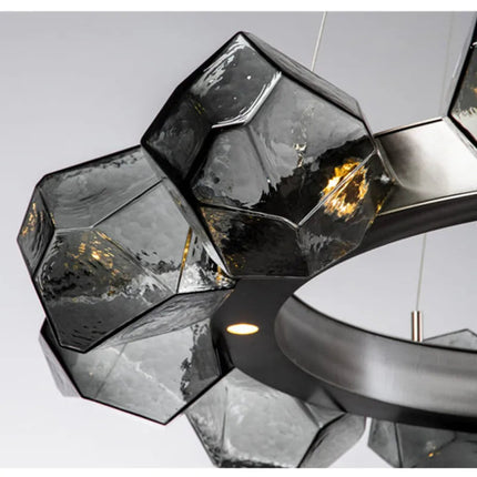 Lustre postmoderne en verre avec anneau lumineux LED — LZ4X9P2
