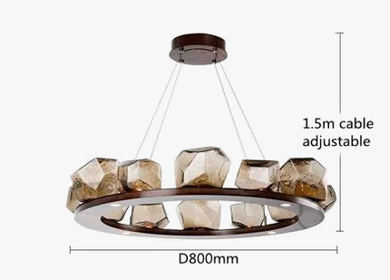 Lustre postmoderne en verre avec anneau lumineux LED — LZ4X9P2