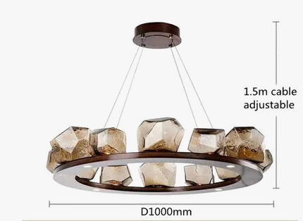 Lustre postmoderne en verre avec anneau lumineux LED — LZ4X9P2