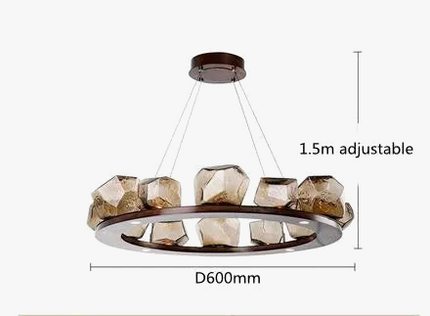 Lustre postmoderne en verre avec anneau lumineux LED — LZ4X9P2