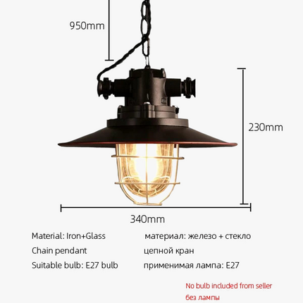 Lustre suspension rétro américain pour loft, café, pub, étude — LZ4Q7XJ
