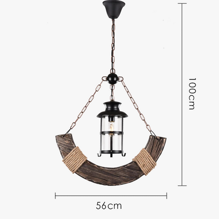 Lustre rétro en bois pour ambiance campagne et nostalgique — LZ4R9T1