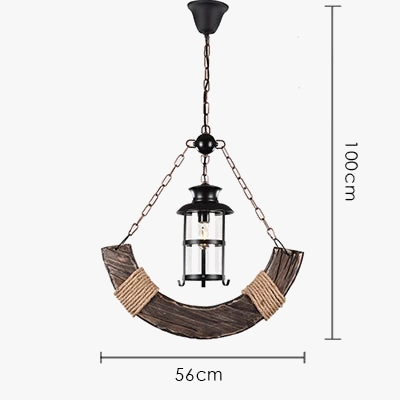Lustre rétro en bois pour ambiance campagne et nostalgique — LZ4R9T1