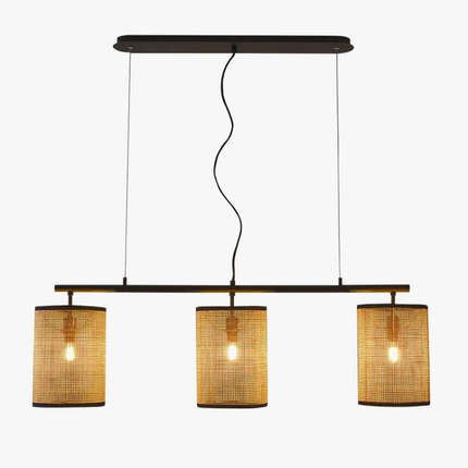 Lustre suspension rétro en rotin pour éclairage intérieur — LZ7XQ2