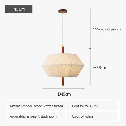 Lustre rétro en tissu tissé et bois massif pour intérieur — LZ4N7Q2