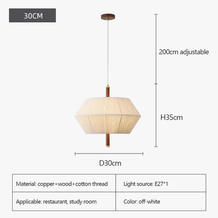 Lustre rétro en tissu tissé et bois massif pour intérieur — LZ4N7Q2