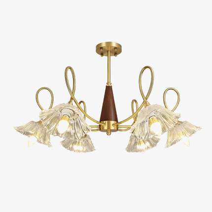 Lustre suspension rétro médiéval en cuivre et bois massif pour intérieur — LZ4X9Q