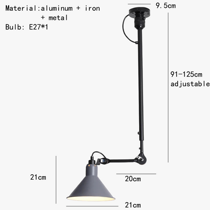 Lustre rétro américain avec abat-jour ajustable en hauteur — LZ4X7JQ