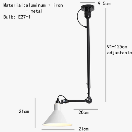 Lustre rétro américain avec abat-jour ajustable en hauteur — LZ4X7JQ