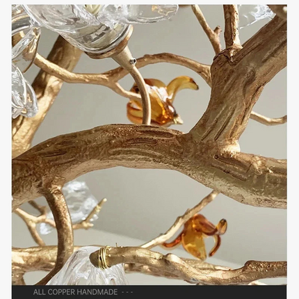 Lustre cuivre rétro en forme de branche style chinois — LZ4X9M2