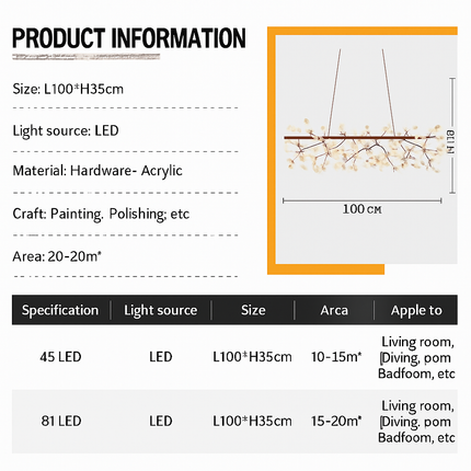 Lustre suspension design branche d'arbre avec LED Firefly — LZ3X9Q