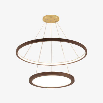 Lustre scandinave en bois avec double anneau lumineux Arya — LZ4X9P2