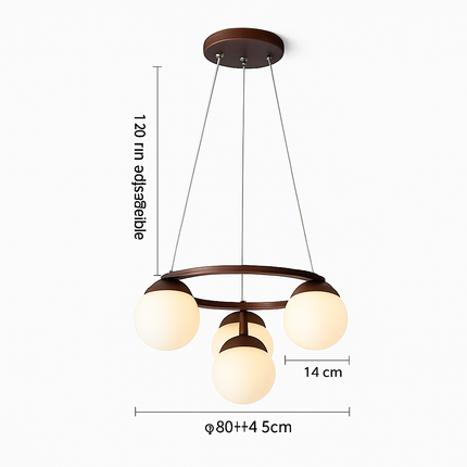 Lustre suspension en bois avec abat-jour en verre moderne — LZ4T9X