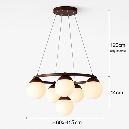 Lustre suspension en bois avec abat-jour en verre moderne — LZ4T9X